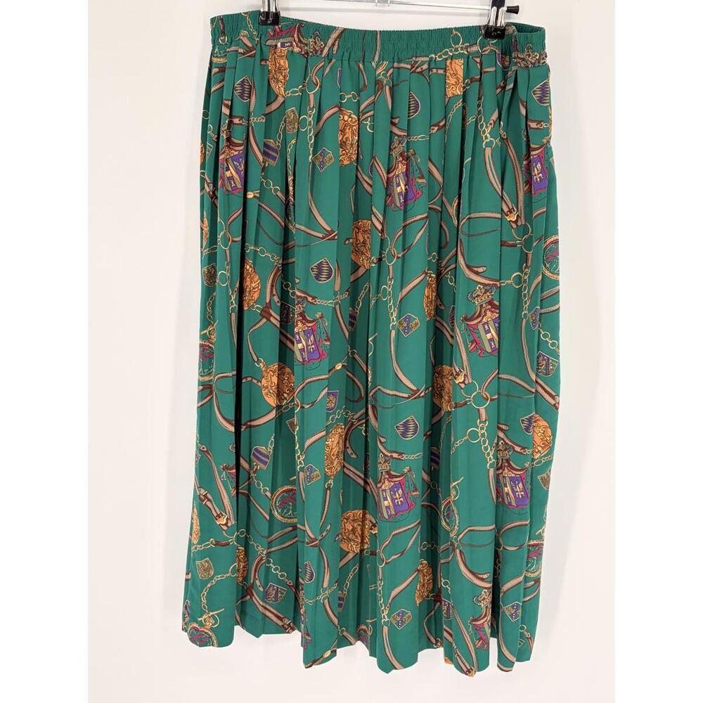 Vintage Chain Print Green Skirt Size 16 Polyester‎ Alfred Dunner